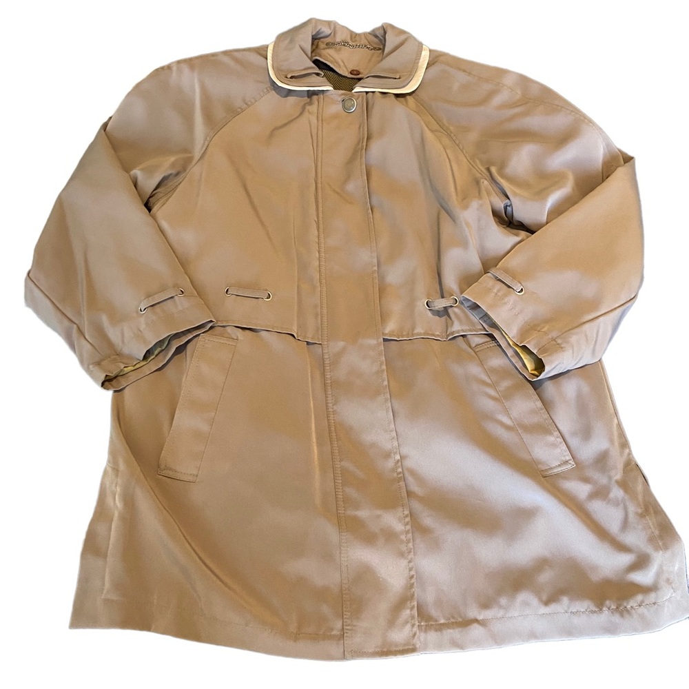 Mulberry Street Trench Rain Coat Mac Lined Jacket Zip Up Buttons Classic Large